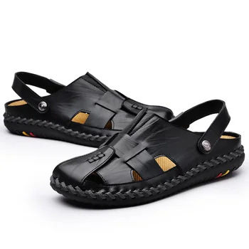 GNORNIL Brand Bărbați Sandale din Piele de Vara Barbati Pantofi 2020 de Înaltă Calitate, Moale, Non-alunecare Deget de la picior Închis Casual, Sandale de Plaja Marimea 38-44