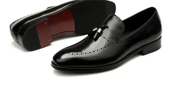 De mari Dimensiuni EUR45 Vin Roșu / Negru Mocasini Barbati Pantofi din Piele Pantofi Rochie Mens Pantofi de Nunta Cu Ciucure