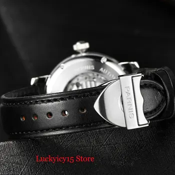 De lux PARNIS Brand Bărbați Ceas Lustruit Caz Ceas Automatic 41mm Ceas de mână de Culoare Argintie Marchează
