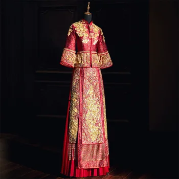 Broderie Clasic Oriental Stil Chinezesc Tradițional Rochie de Mireasa Haine Elegante Cheongsam China Qipao китайская одежда