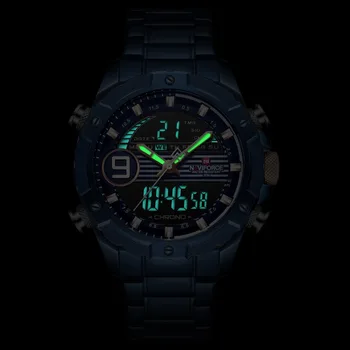2019 Barbati Ceas NAVIFORCE Casual Sport Digital Cronograf Militare Ecran Dublu din Oțel Inoxidabil Cuarț Impermeabil Ceasuri de mana