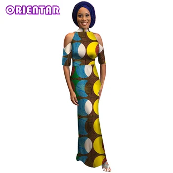 Femeile Africane Rochii African Wax Bumbac Imprimare Rochie Maxi Elegantă Doamnă Sexy Bodycon Rochie de Partid Lung Africa de Îmbrăcăminte WY3774