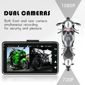 De înaltă definiție motocicleta camera DVR cu 1080P față și spate dual recorder motocicleta electronice de conducere recorder