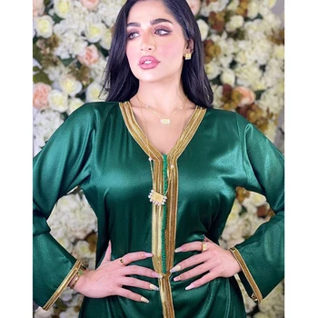 Musulman Femei De Moda Fusta Lunga 2021 Dubai Turcia Abaya Arabe Rugăciune Costum Islamic Rochie Petrecere De Seara Verde Galben Caftan