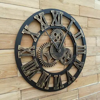 16 inch Dimensiuni Mari Rustic Ceas de Perete cu Viteze Decorative de Epocă Ceas cu Cifre Romane