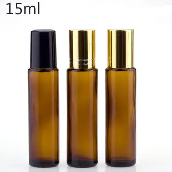 Sticlă brună Rola Pe Sticle 15ml Ulei Esential de Sticlă Oțel Inoxidabil Roller Ball Gol Parfum Cotainer SN059
