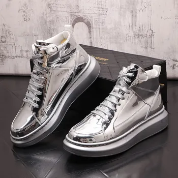 De lux Britanic Mens Aur Confort Casual Pantofi de Mare de Moda de Top Înainte de Argint Platforma Strada Hip Hop Sport Zapatos 38-43 ERRFC