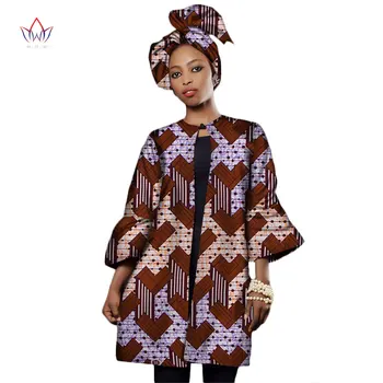 Bintarealwax Femei din Africa de Îmbrăcăminte Dashiki Maneca Trei Sferturi Trench pentru Femei, Plus Dimensiune Africa de Haine XL WY2322