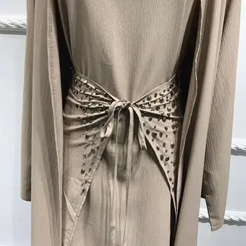 Ramadan Eid Diamant ștrasuri din Mărgele Abaya Kimono Dubai Caftan Musulman Cardigan Abayas Femei 3pcs Seturi Halat Femme Caftan Islam Haine