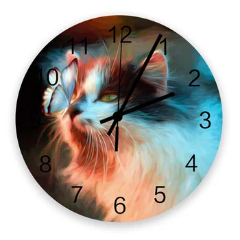 30cm Ceas Animal Pisică Fluture Artă Abstractă Acasă de Liniște Simplu Mut Decorative Ceas de Perete Camera de zi Ceasuri ceasuri de Perete