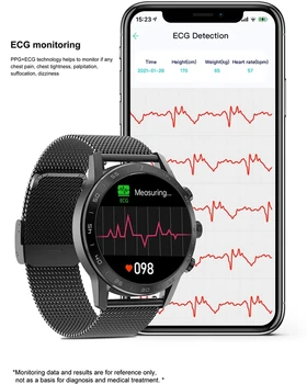 Noi Încărcare fără Fir Bluetooth Apel 454*454 Full HD Ecran Ceas Inteligent ECG PPG Rotativ Butonul Smartwatch Pentru Bărbați Lunga a Bateriei