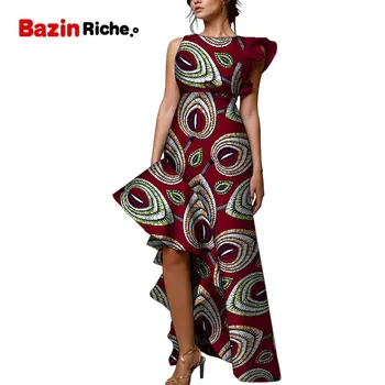 African Stiluri de Îmbrăcăminte de Moda Moderne Sirena Maxi Rochie de Imprimare Petală cu Maneci Asimetrice Ankara Dashiki Petrecere Longuette WY9221