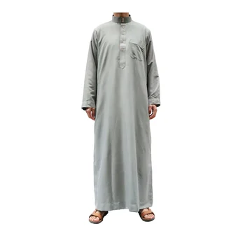 Noi Musulman Marocan Maneca Lunga cu Gluga de Design Islamic Bărbați Spălat Culoare Solidă Halat arabă Caftan Bărbați Cult Abaya
