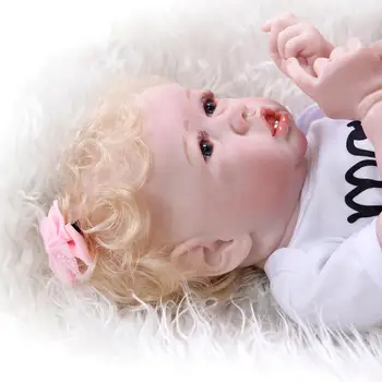 22 Inch Full Silicon Corpul Bosumflat Papusa bebe renăscut Realist Fată Prințesă Frumoasă Păpușă Pentru Copil Ziua de nastere Cadou