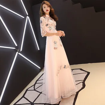 Rochie Oriental pentru Femei Dantelă Cheongsam Stil Chinezesc Elegante Lungi Qipao Sexy Slim Rochii de Mireasa Noua Sosire 2020