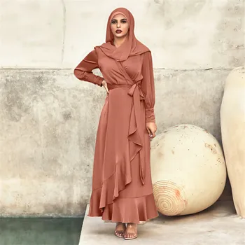 Satin Abaya Dubai Caftan Femeile Musulmane Hijab Rochie Zburli Mult Abayas Ramadan Eid Haine Islamice Arabe Halat Turcia Rochie Vestidos