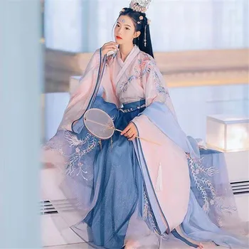 Chineză Tradițională Femei Hanfu Costum Popular Spectacol De Dans Costume De Haine Zână Broderie De Sex Feminin Printesa De Îmbrăcăminte