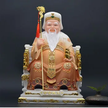 Asia ACASĂ Templu magazin Cult aduce bogăție noroc CAi SHEN TU DI GONG FUDE ZHENGSHEN Dumnezeu jade buddha Dumnezeu Sculptura statuie