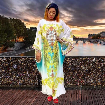African Rochii Pentru Femei 2021 Noi De Vara Colorate Imprimate Rochie Maxi Plus Dimensiune Boubou Africain Femme Abaya Dubai Seara Halat