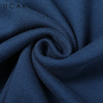 UCAK Brand Clasic Casual, din Bumbac de Turn-down Guler cu Dungi T Shirt Barbati Haine de Toamna Streetwear Maneca Lunga T-Shirt U5711