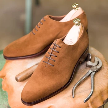 Modă Bărbați Dantela-Up Faux piele de Căprioară cu Toc mic Oxford Pantofi Derby أحذية أكسفورد ديربي ботинки Оксфорда încăltăminte într-Pour Hommes KS586