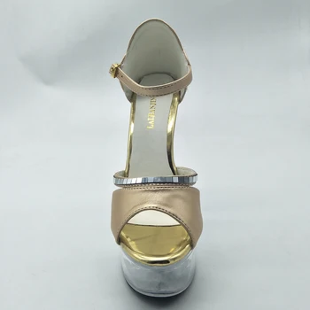 LAIJIANJINXIA Nou Sexy 15 CM Sandale cu Toc Înalt Club de noapte Capac toc Femei Sandale de Dans Pol Pantofi Model de Pantofi pentru Femei