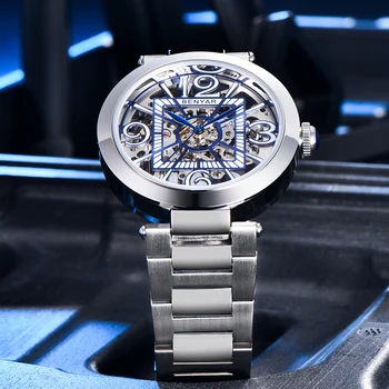 2021 BENYAR Nou Mecanice Ceasuri de mana de Lux din Oțel Inoxidabil Bărbați Ceasuri Automate de Agrement Impermeabil Ceas Sport pentru Barbati