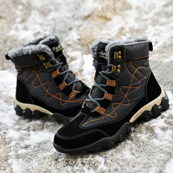 Men ' s Bumbac Pantofi de Iarnă de Pluș Caldura Casual Pantofi de Zăpadă de Moda din Piele de Despicare de Mare Sus Pantofi în aer liber, Non-Alunecare Pantofi pentru Bărbați
