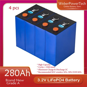 4buc 3.2 V 280Ah Brand Originale de Clasa a Lifepo4 Baterie Reîncărcabilă de Celule Prismatice pentru 12V 280 Li-Ion Solar Power Pack
