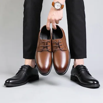 Pantofi din piele Barbati Nouă Bărbați Formale Rochie Pantofi Business Casual Pantofi Barbati din Piele Stil Britanic a Subliniat Toe Pantofi pentru Bărbați