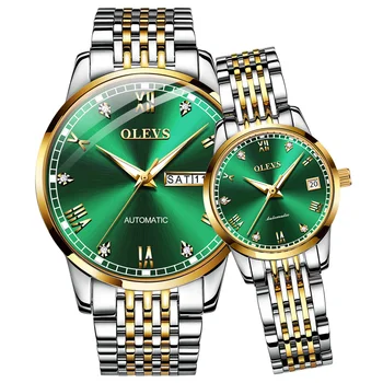 OLEVS de Lux Cuplu Ceas din Oțel Inoxidabil Iubitorii de Ceas Ceasuri Mecanice Pentru Femei, Bărbați automat Ceas de mână Cadouri de Craciun
