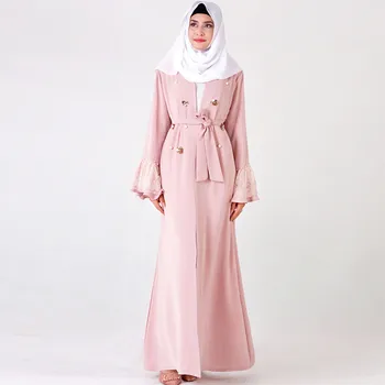 Dubai Abaya Turcia Musulmană Moda Rochie De Femei 2022 Liber Casual Cu Maneci Lungi Din Dantela-Up Nit Caftan Marocan Robe Islam Rochii