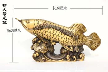 CASA mare Companie MAGAZIN CAMERA de SUS Eficace Talisman NOROC Recruta Bani Arowana de Aur de Pește FENG SHUI cupru Retro statuie