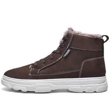 Oamenii de Iarnă Pantofi Casual Culoare Solidă Dantela-UP Cizme de Zapada 2020 Pluș în Interiorul Antiderapante Jos Fund Gros Țină de Cald cizme