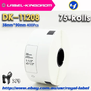 75 Refill Role Compatibile DK-11208 Eticheta 38mm*90mm 400buc Compatibil pentru Brother Imprimantă de Etichete Hârtie Albă DK11208 DK-1208