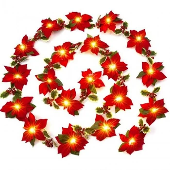 2M 10 LED-uri DE 3*Baterii AA Alimentat Șir de Lumini Roșii de Flori de Lumini Decorative Petrecere de Vacanță de Crăciun de Decorare Șir de Lumini