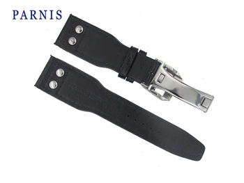24mm Negru din Piele Watchband Parnis Noua Curea de Ceas de Implementare Catarama, Accesorii Ceas din Piele Watchbands pentru a Viziona