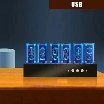USB LED Ceas de Birou,Creativ Ceas Digital pentru Computer, Desktop,Luminos Așezat Ceas Ornamente, Strălucire Tub