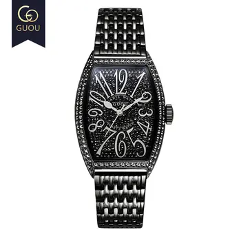 2019 Bărbați Cuarț Ceas de Moda Retro Impermeabil din Piele watchband de Afaceri piatra de Zircon Butoi nereguli Ceas G8200A