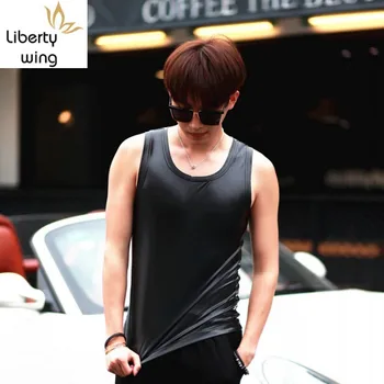 2020 Nou coreean Mens cu Maneci Scurte T-Shirt de Vară O-Gât Moda Slim Fit PU T-Shirt Negru de sex Masculin Teuri Plus Dimensiuni-4XL Topuri Haine