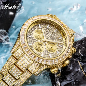 MISSFOX Rece, de Culoare Plin de Diamante pentru Bărbați Ceasuri de Top de Brand de Lux Hip Hop Ceas Moda Ceas de mână de sex Masculin Bijuterii Relogio Masculino