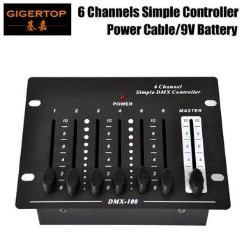 Ieftin Preț de 6 Canale DMX Etapă Controler de Lumină Caseta 9V Alimentare/Suport Baterie de Lucru Individuale Dimmer cu Buton de Canal