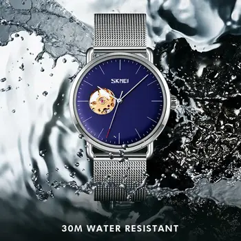 SKMEI Moda Automat Ceas de Lux pentru Barbati Ceasuri de mana Ceas Centura de Plasă Design Simplu Cuarț Ceas de Brand de Top Impermeabil Ceas