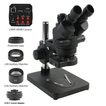 3.5 X-90X Zoom Simul-focal Stereo Microscop Trinocular 18MP USB HDMI Camera Video Set 144 LED-uri de Lumină Pentru Lipit Electronice