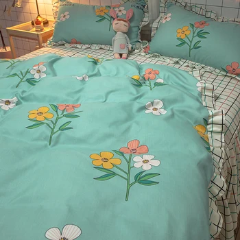 Coreeană albastru lenjerii de pat de lux carpetă acopere Dantelă Romantică pilote Acoperi regina complet singură foaie de pat de flori Prințesă Seturi de lenjerie de Pat